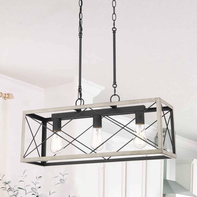 Acroma 3-light Rectangle Island Chandelier for Dining Room - 25 inches