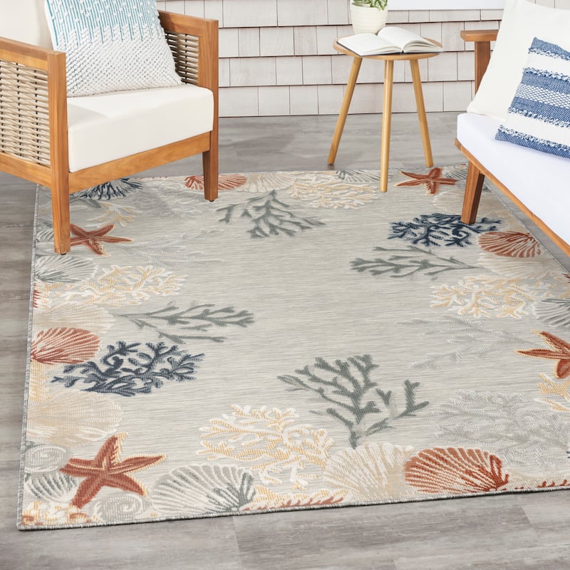 Nourison Suncoast Indoor/Outdoor Nature Area Rug - Grey/Multicolor - 5'3" x 7'3"