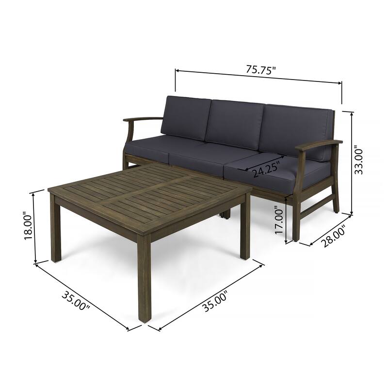 Perla Outdoor Acacia 4-pc. Cushioned Sofa and Table Set by Christopher Knight Home
