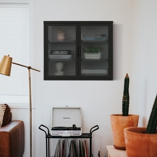 Retro Style Haze Double Glass Door Wall Cabinet main image 0
