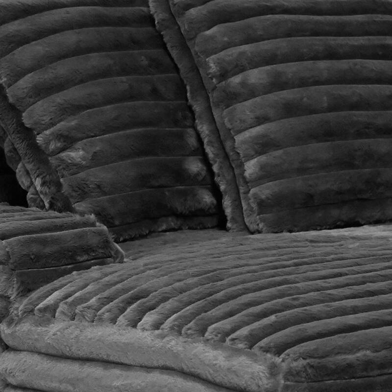 Ezo Chaise Lounge, Dark Gray Polyester Corduroy, 3 Pillows, 67 Inch