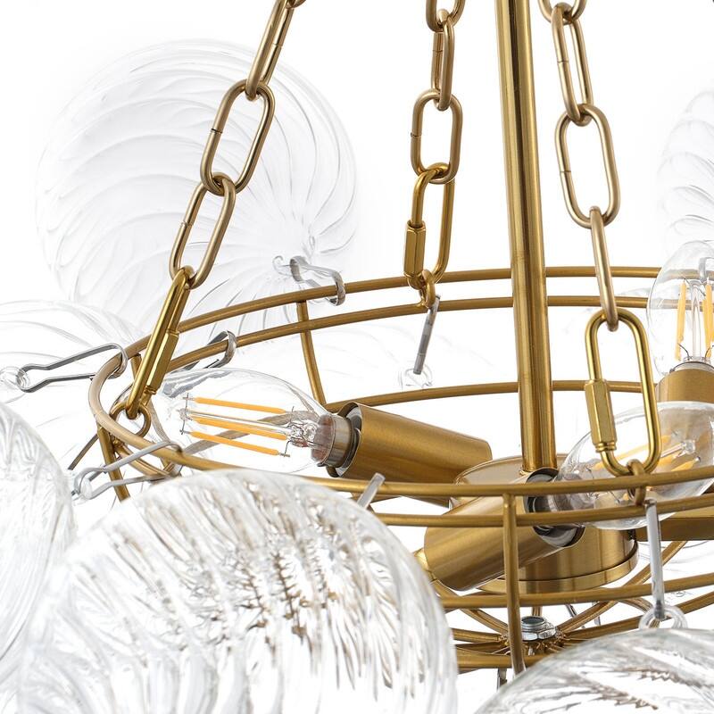 Contemporary Cluster Glass Chandelier Copper Finish Pendant Light for High End Interiors