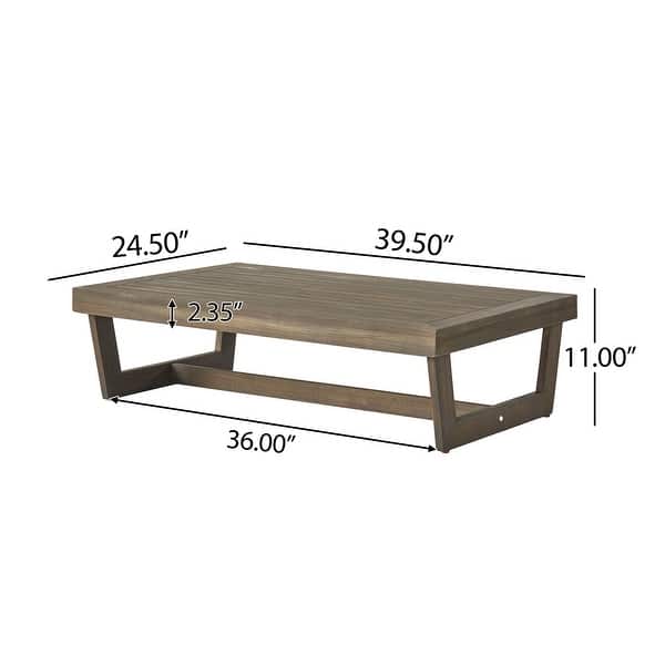 dimension image slide 2 of 4, Christopher Knight Home - Sherwood Acacia Outdoor Patio Sofa with Coffee Table Set