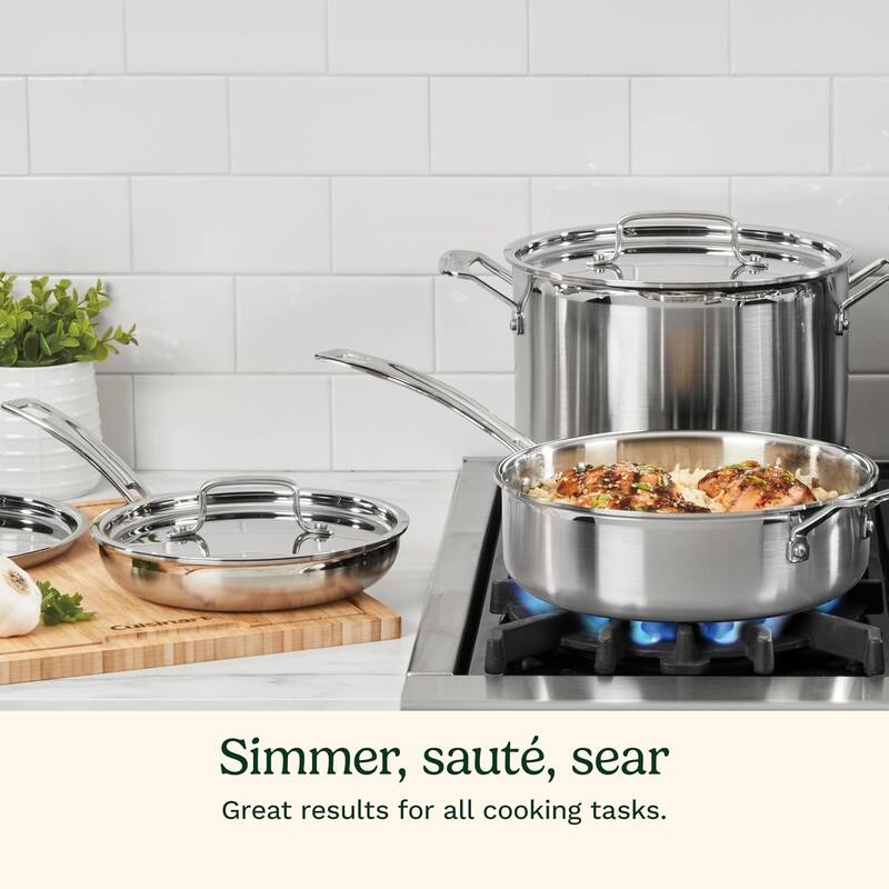 Cuisinart 15 Piece Cookware Set, MultiClad Pro Triple Ply, Silver