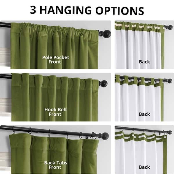 dimension image slide 7 of 10, Exclusive Fabrics Signature Blackout Velvet Curtain (1 Panel)