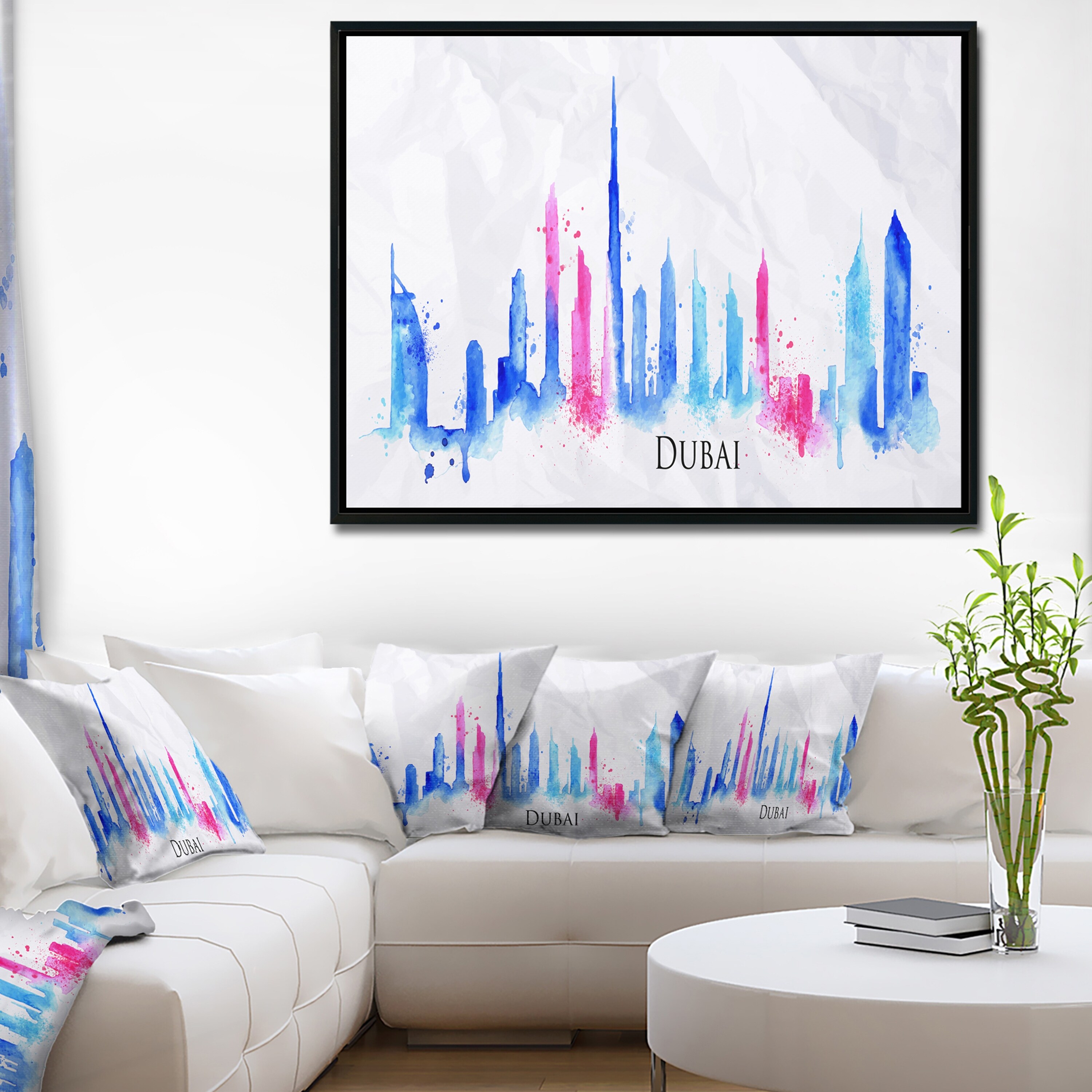 Shop Designart Colorful Dubai Silhouette Cityscape Painting