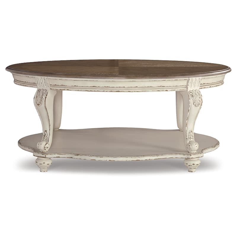 Signature Design by Ashley Realyn White/Brown 2-Piece Table Package - 48.13" W x 34" D x 19.88" H