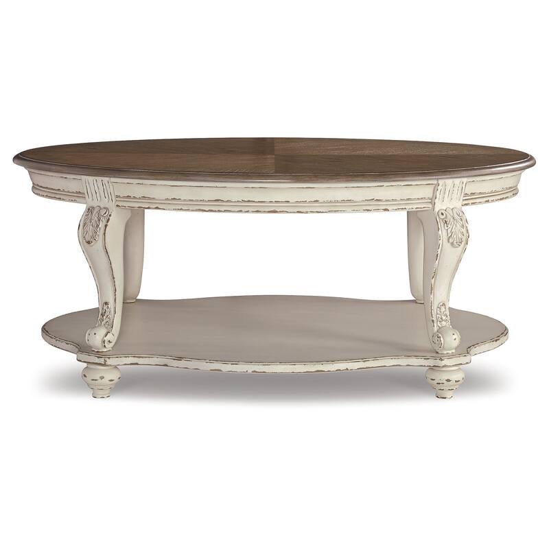 Signature Design by Ashley Realyn White/Brown 3-Piece Occasional Table Package - 48.13" W x 34" D x 19.88" H
