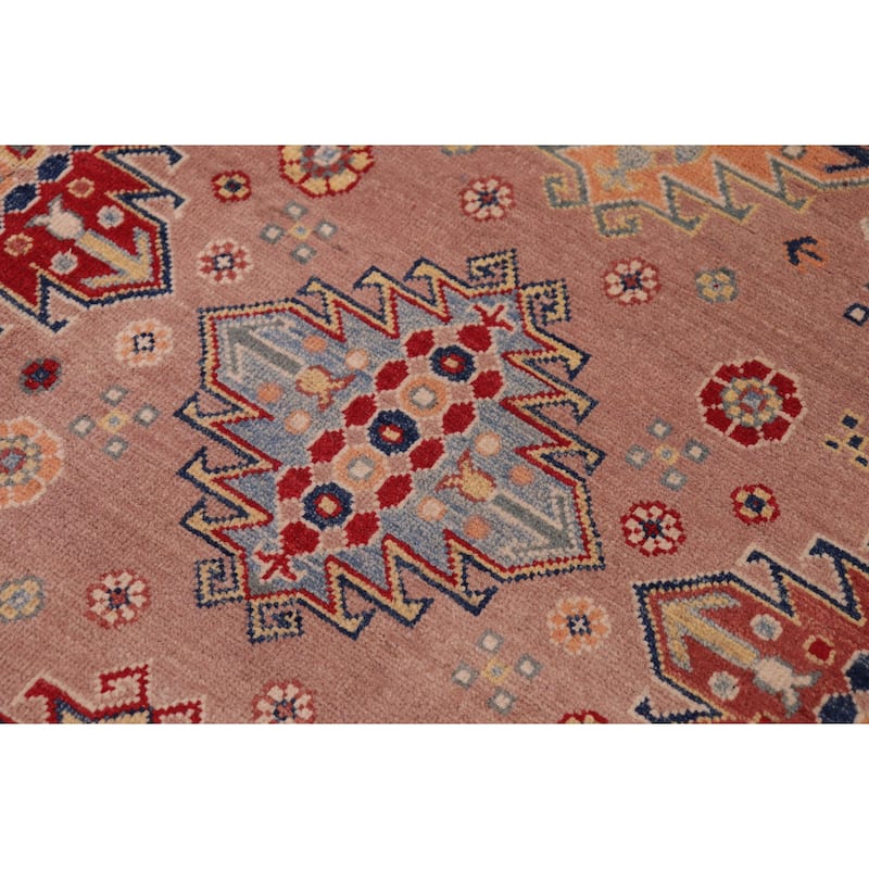 Tribal Kazak Patrick Pink/Beige Wool Rug - 9'1'' x 12'0''