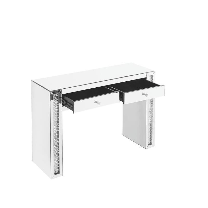 47 inch Rectangle Crystal Vanity Table in Clear Mirror Finish