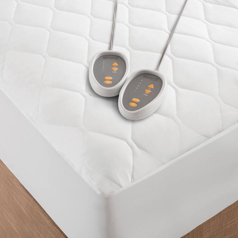 Beautyrest Cotton Blend Twin/ Twin X-Large Size Heated Electric Mattress Pad - White