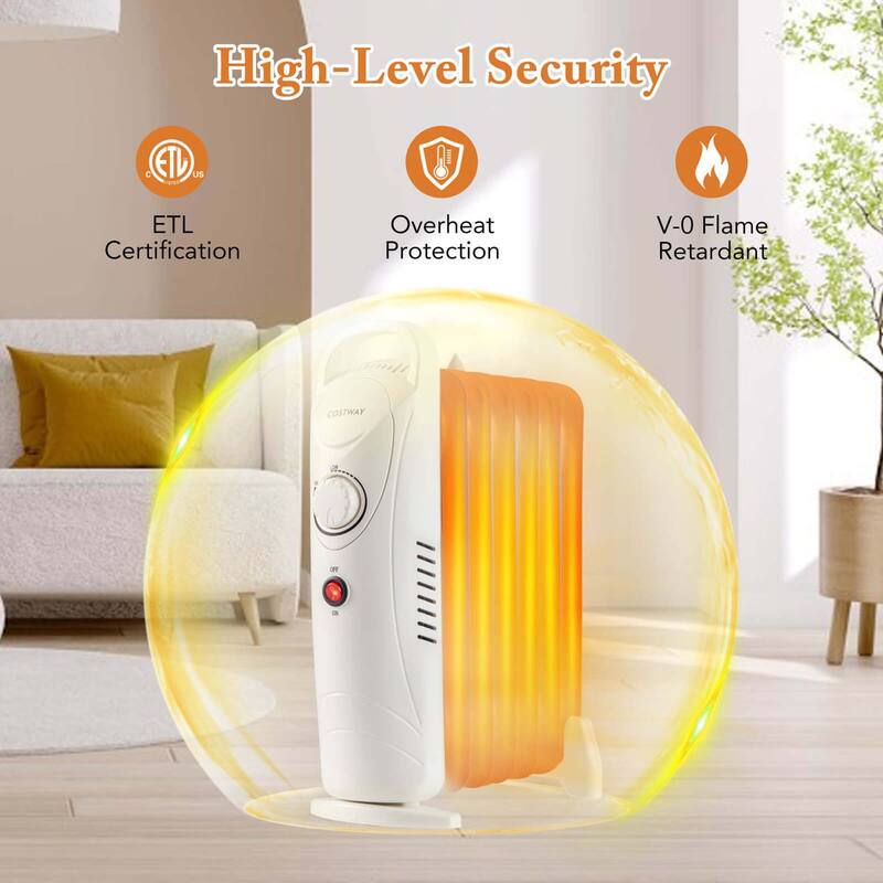 Costway 700W Portable Oil Heater with Adjustable Thermostat & 120 - See Details