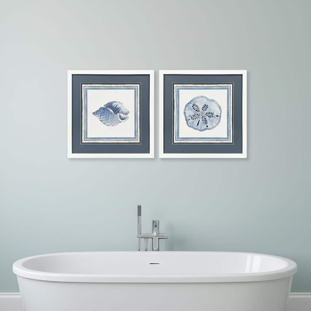 HomeRoots Set Of Two Seaside Blues I White Framed Wall Art
