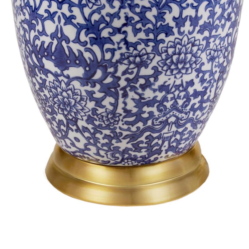 Blue Ceramic Ginger Jar Table Lamp