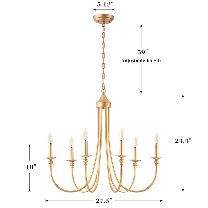 6-Light Farmhouse Antique Candlestick Dining Room Chandelier Fixture