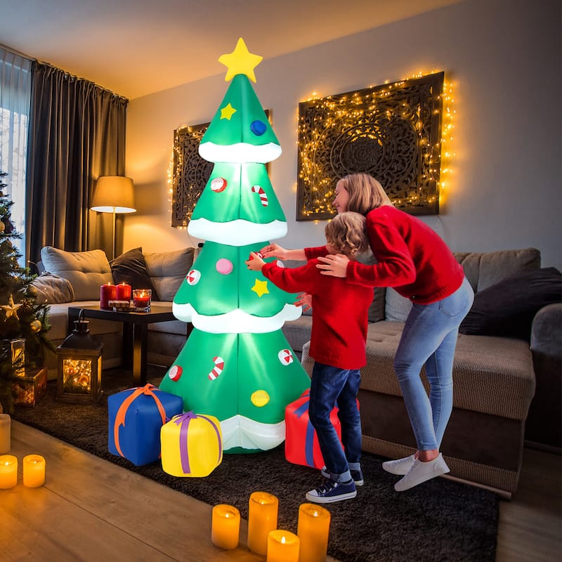 Gymax 6FT Tall Inflatable Blow up Christmas Tree Holiday Decor Tree w/ - See Details