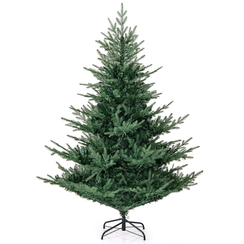 Gymax Pre-Lit Artificial Christmas Tree Hinged Xmas Tree w/ PVC & PE