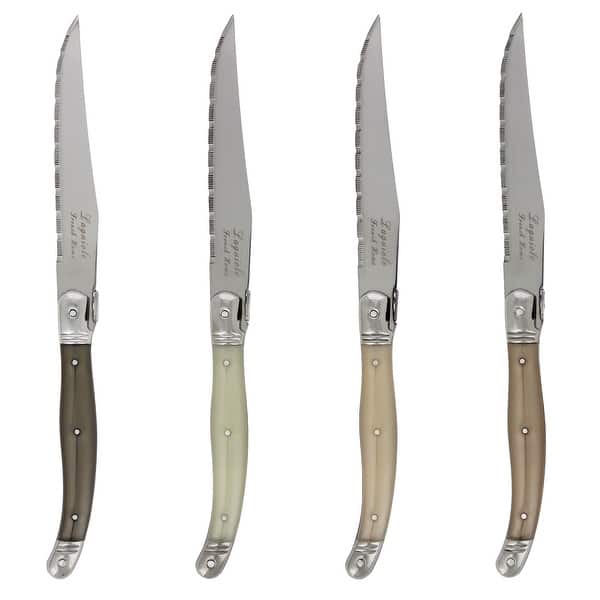 slide 2 of 6, French Home Set of 4 Laguiole Neutral Tones Steak Knives