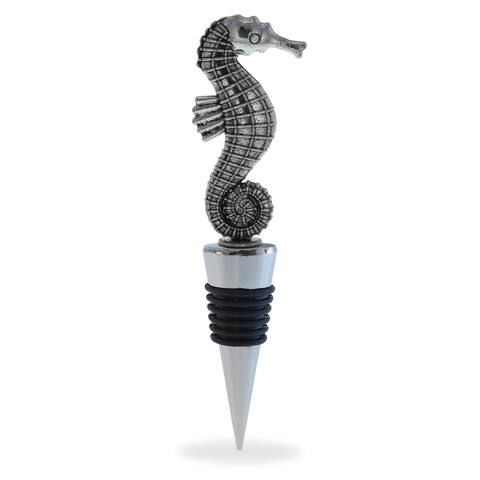 Cheers Seahorse Metal Wine Stopper - Elegant Vacuum Seal Reusable - 5 inches