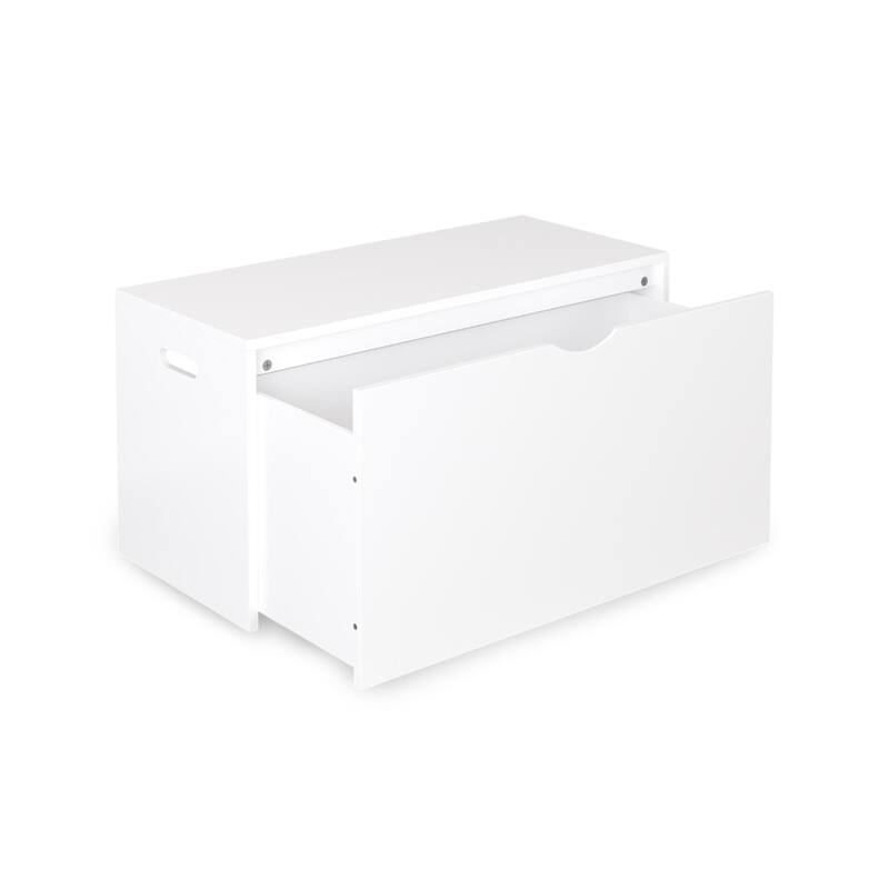 Anmytek White Large Storage Chest with Geometric Panels Toy Box Large Pull-Out Bin for Nursery