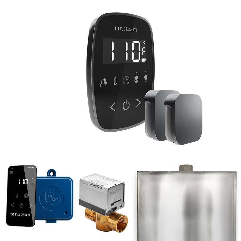 Mr Steam BFX Butler Flex Max Package Steam Shower Control Package with - Black / Satin Steel