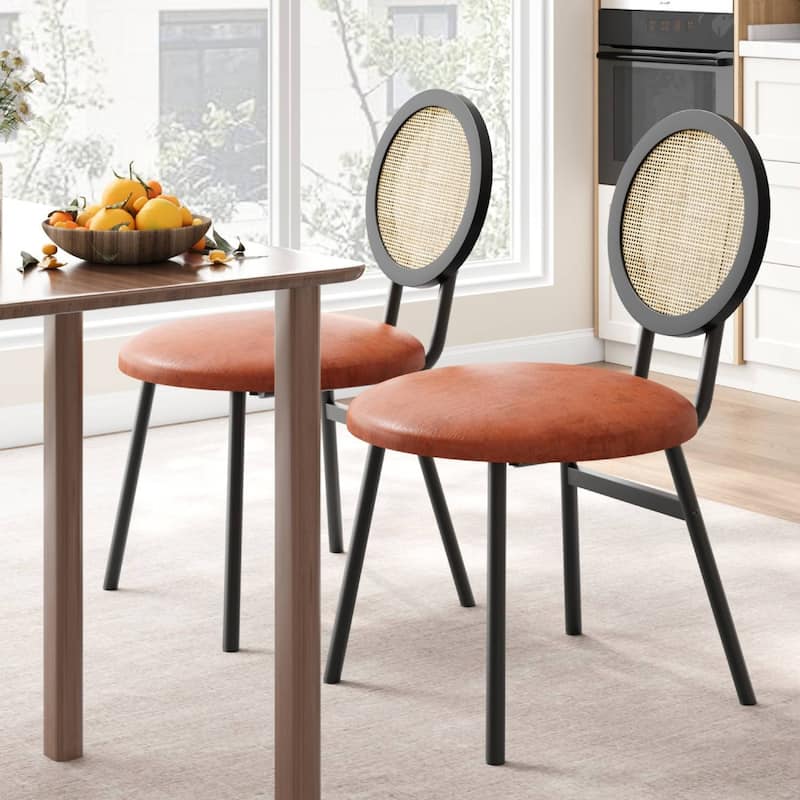 Kitchen Dining Chairs Set with Thicken Upholstered - 2 PCS - Brown+Black
