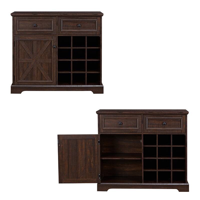 Rustic Farmhouse Buffet Cabinet with Storage,Multifunctional Sideboard with 2 Drawers,Bar Cabinet - 39.37D*15.75W*34.65H