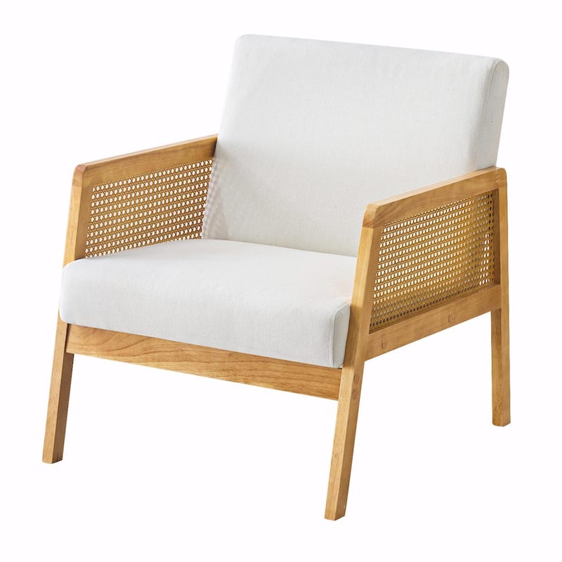 Mid-Century Lounge Chair - Solid Wood Frame - Linen/Shepa Optional