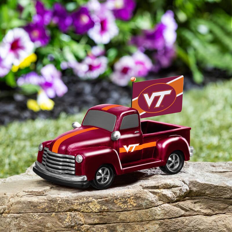 NCAA Rally Truck Garden Statue with Team Flag - Virginia Tech