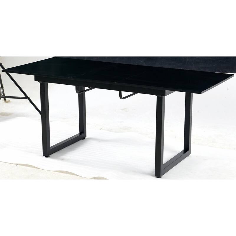 Square Extendable Dining Table with Metal Legs - Modern Space-Saving Kitchen Table