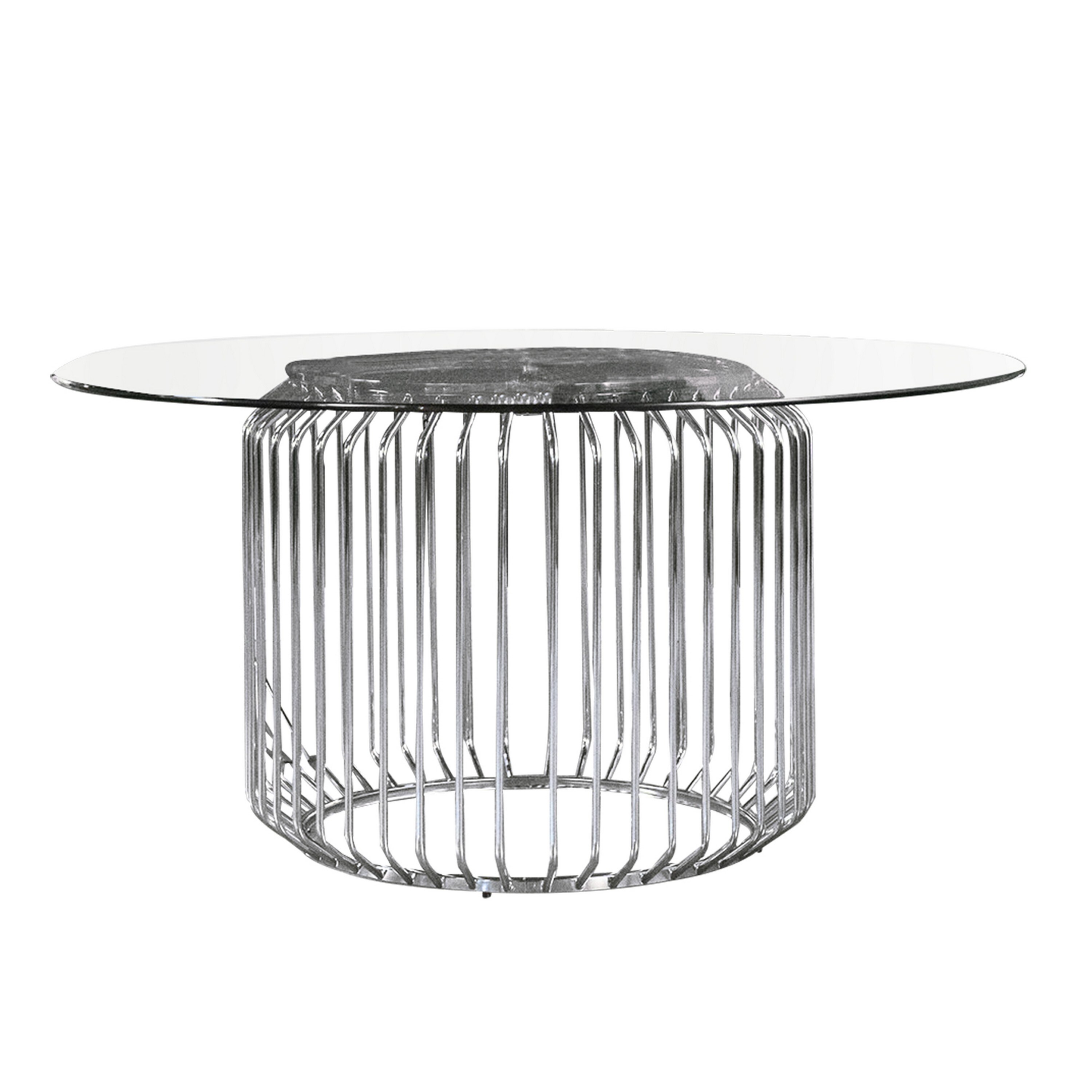 35 Inch Cylindrical Dining Table Base Only Caged Polished Chrome Metal Bed Bath Beyond 38998810