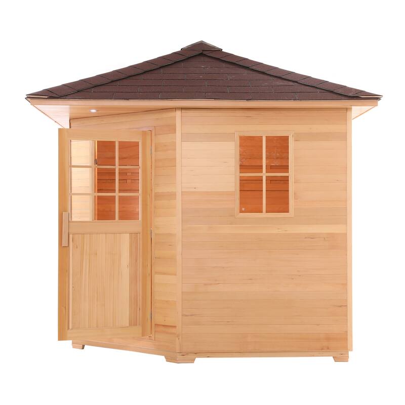 ALEKO 8 Person Canadian Hemlock Wet Dry Outdoor Sauna with Asphalt Roof