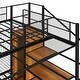 preview thumbnail 16 of 15, Twin Over Full Metal Bunk Bed with Wire Shelving and Lateral Storage Ladder and Wardrobe