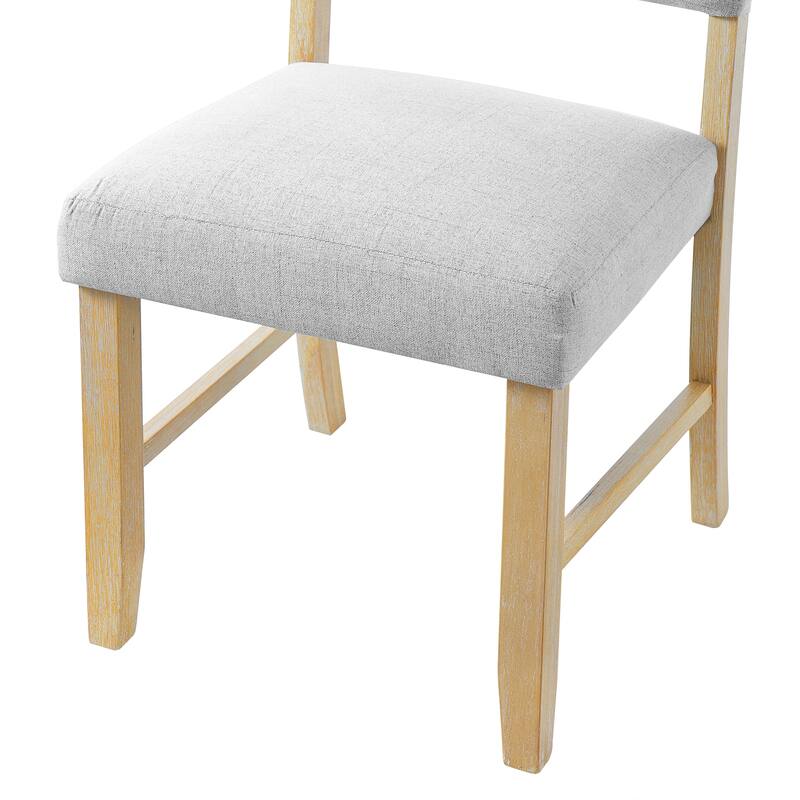 Roomfitters Wooden Dining Chairs Set of 4, Upholstered Kitchen Side Chairs with Solid Wood Legs and Padded Seat, Beige+Natural