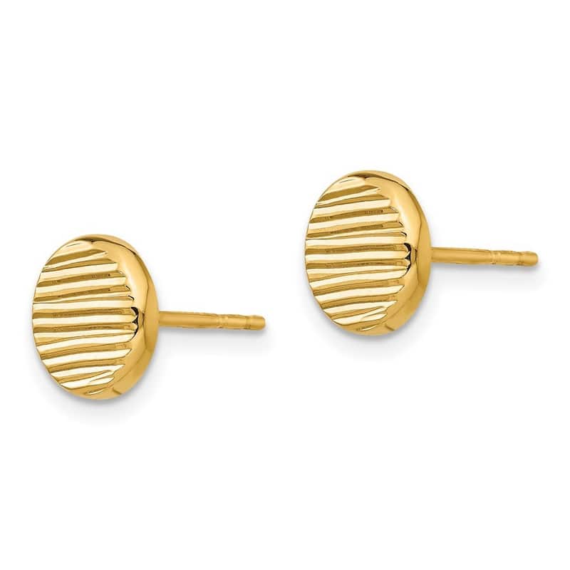 Curata 14k Yellow or White Gold 8.5mm Textured Circle Post Earrings