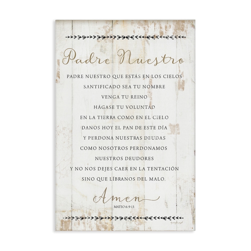Stupell Padre Nuestro Oración Canvas Wall Art Design By Jennifer Pugh