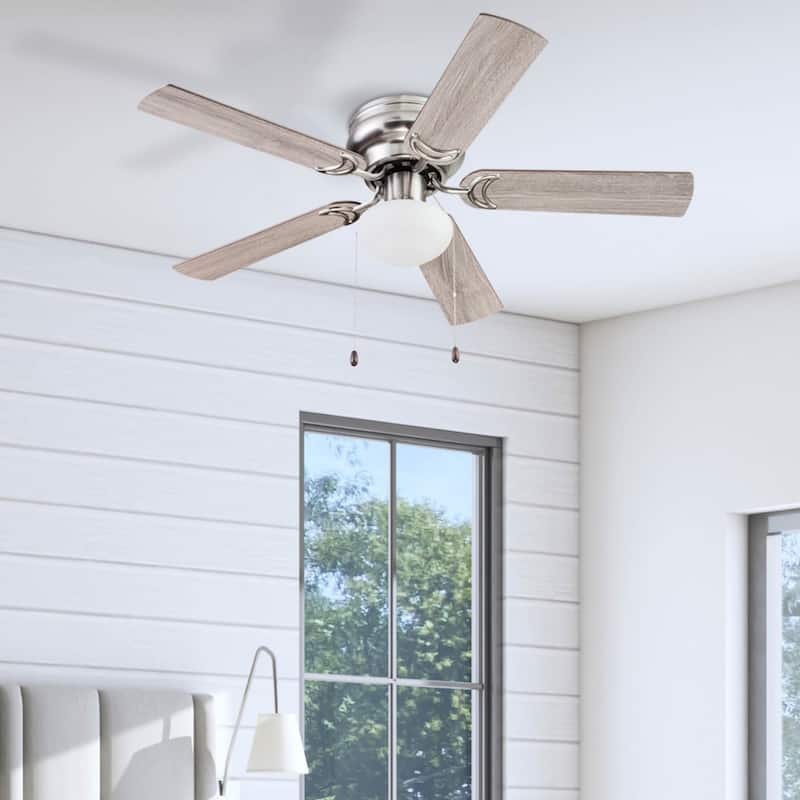 44" Prominence Home Alvina Satin Nickel Traditional Indoor LED Ceiling Fan with Light, Pull Chain - Satin Nickel