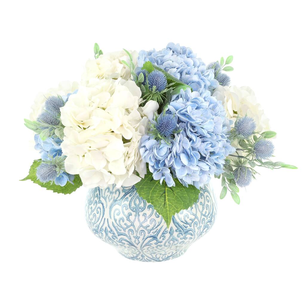 Hydrangea Centerpiece in Decorative Vase - 16