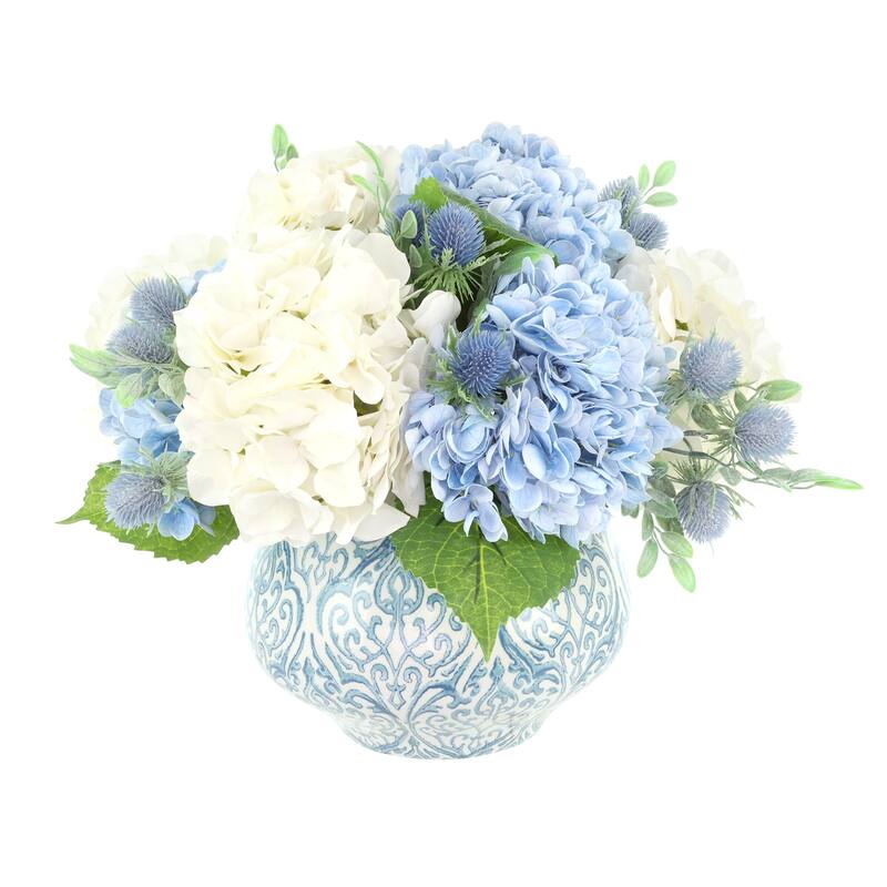 Hydrangea Centerpiece in Decorative Vase - 16