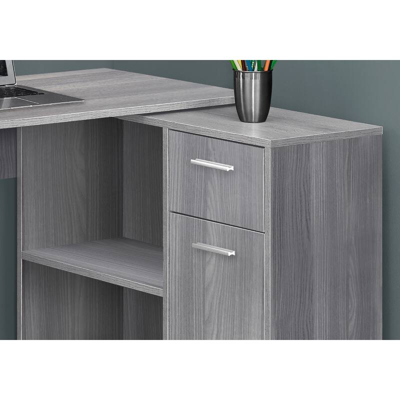 Wood L Shape Computer Desk with Drawers and Glossy Finish