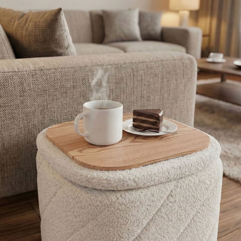 Square Diagonal Tufted Folding Storage Ottoman with Reversible Lid