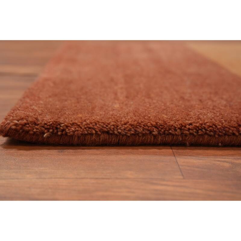 Hand Knotted Oriental 100% Wool Carpet Modern Stripe Oranges & Rust Gabbeh Area Rug - 4' 5'' X 2' 4''