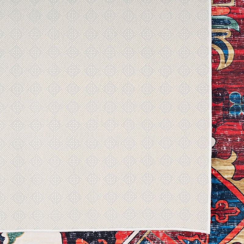 KUKOON Washable Terracotta Vintage Aztec Area Rug