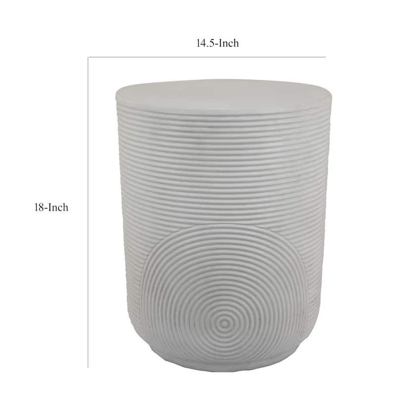 Plant Stand Table, Carved Detail Patterns, White Resin, Round 18 Inch