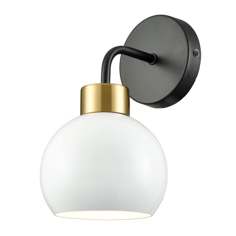 Este Modern Bathroom Vanity Light White Globe Wall Sconce 1-Light - Black & White