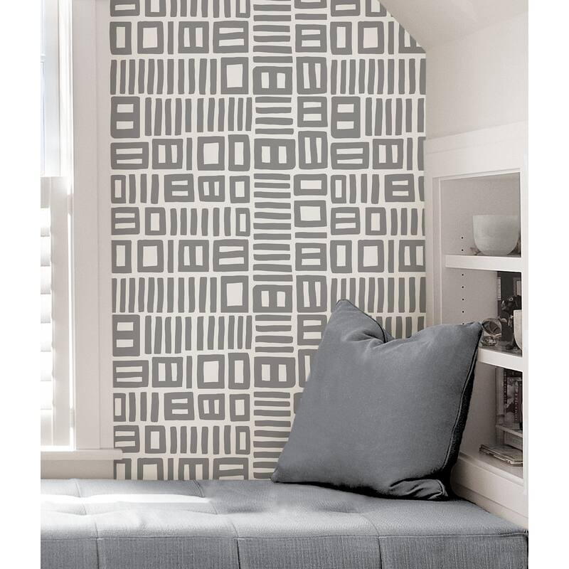 Black Pepper Paperie Grey Traverse Peel & Stick Wallpaper