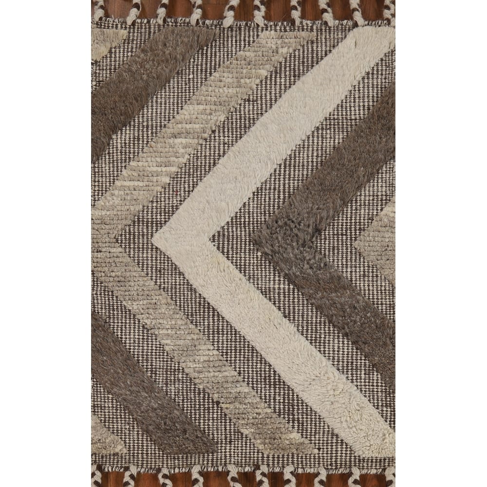 Earth Tone Carved Moroccan Indian Accent Rug Handmade Wool Carpet - 2'0"x 3'0"