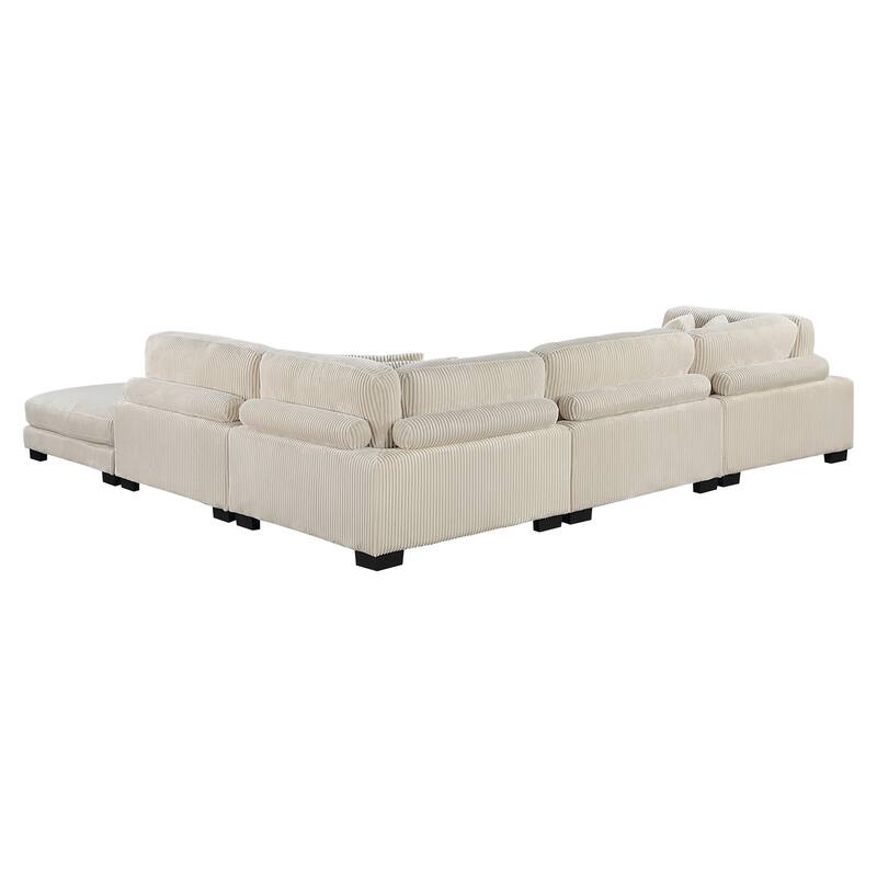 Braidy Corduroy 5-Piece Modular Sectional with Ottoman