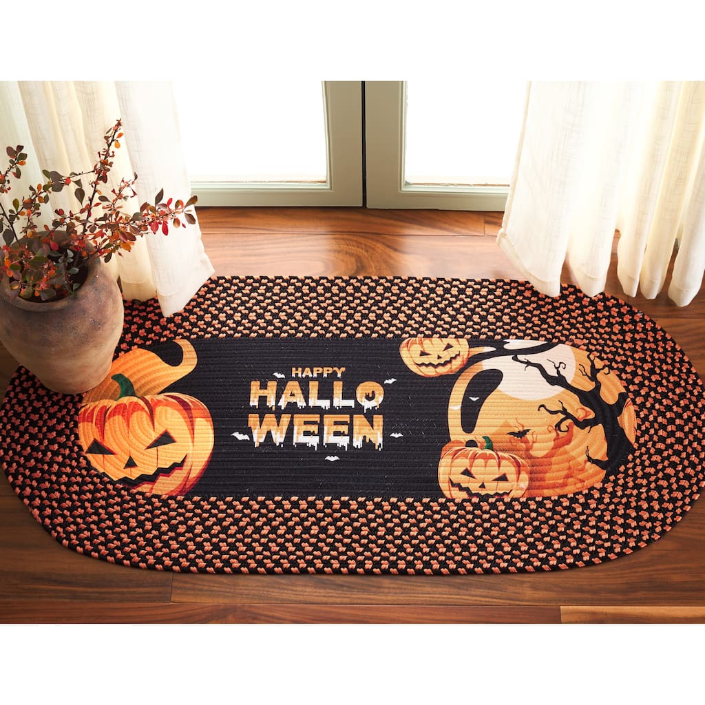 SAFAVIEH Handmade Braided Halloween Poster Efigenia Rug - 1'8" x 4' Oval