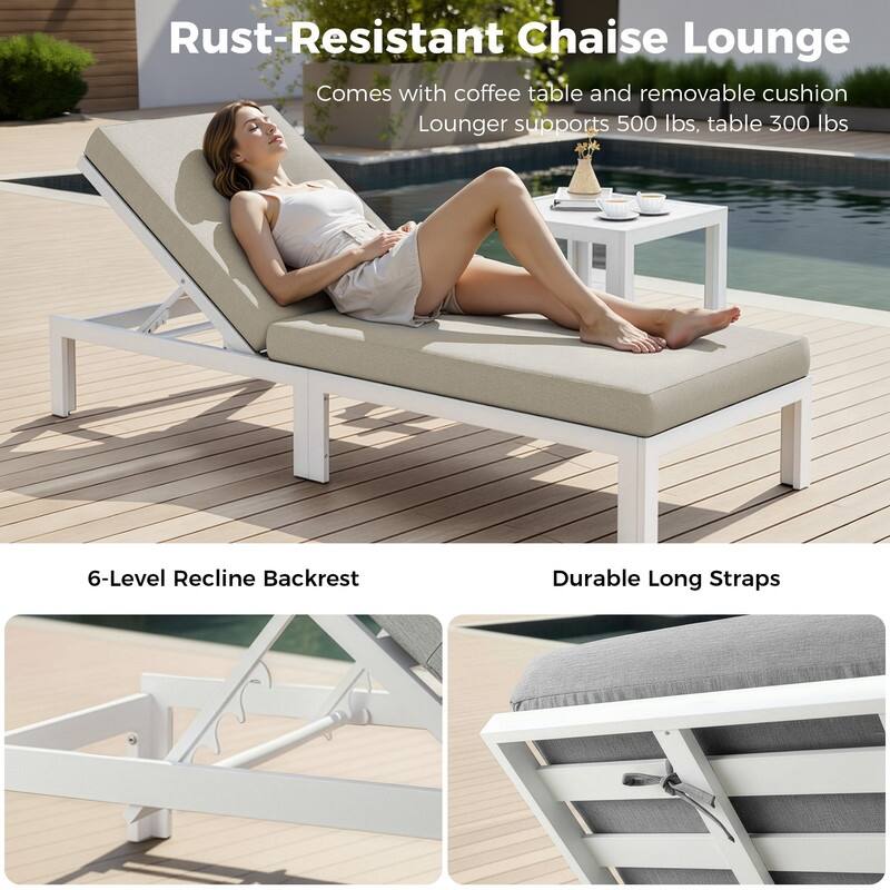 11-Piece Luxury Aluminum Outdoor Furniture Set with Chaise Lounge & Fire Pit Table, 29" Deep Seating Aluminum Patio Sectional